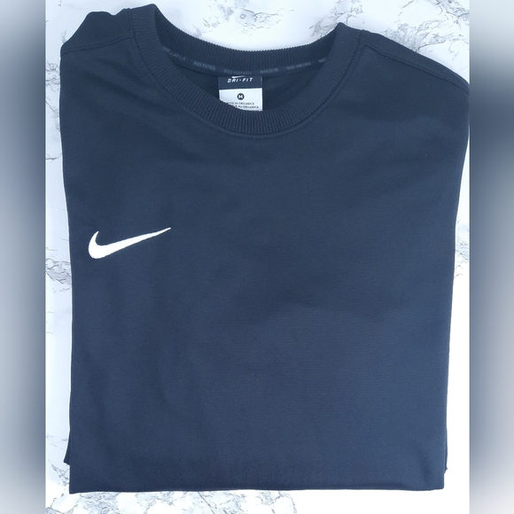 Nike Dri-Fit Soccer Sweatshirt Medium, Activewear Black Long Sleeve Swoosh - Picture 3 of 9